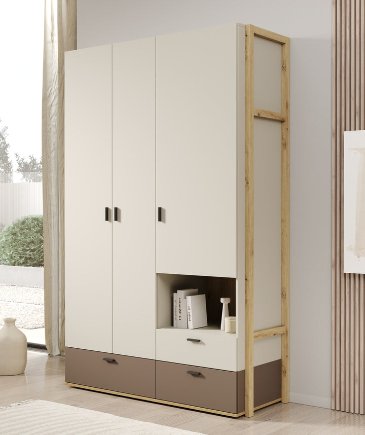 Livingston - Kledingkast 3-deurs - Beige - 135x51x210 cm