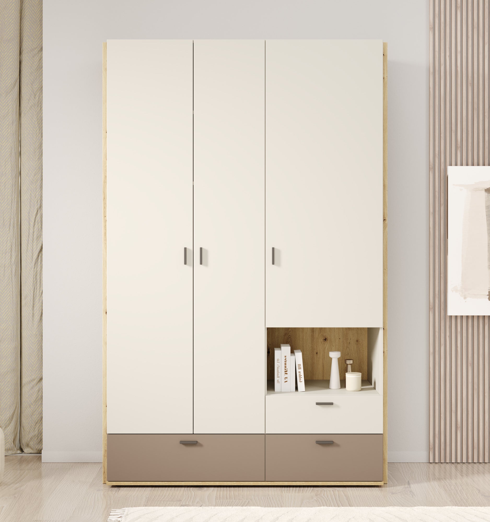 Livingston - Kledingkast 3-deurs - Beige - 135x51x210 cm