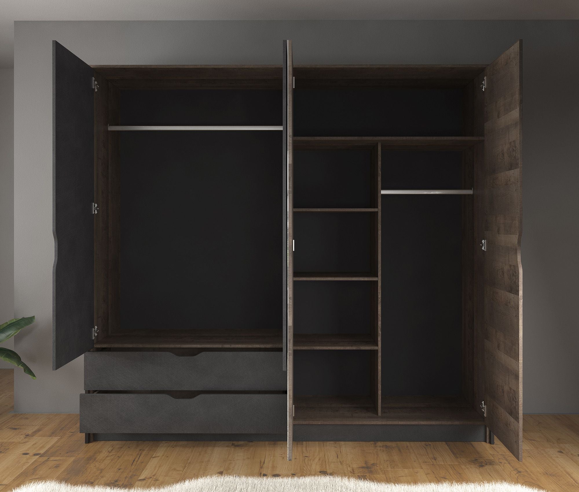 Acasia - Slaapkamer - Grijs/Eiken - 160x200 cm