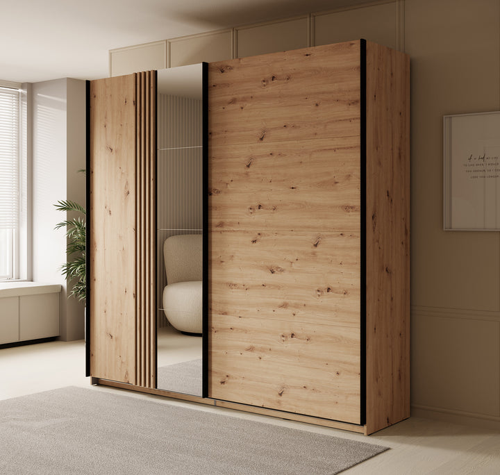 Adyson - Kledingkast met schuifdeuren - Eiken - 220x62x217 cm