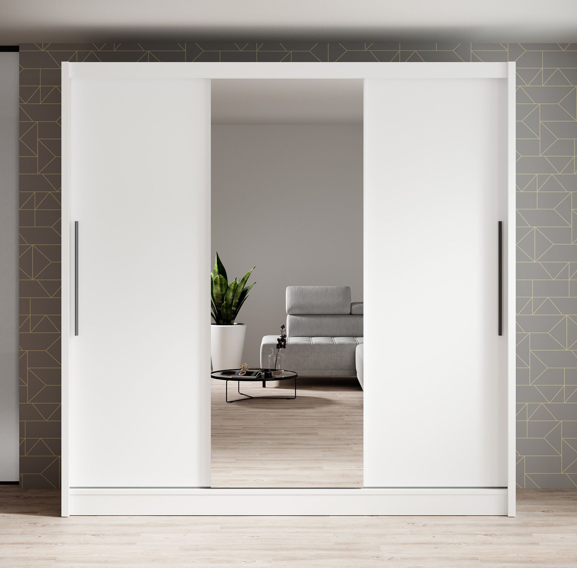 Alcamo - Kledingkast met schuifdeuren - Wit - 205x63x205 cm