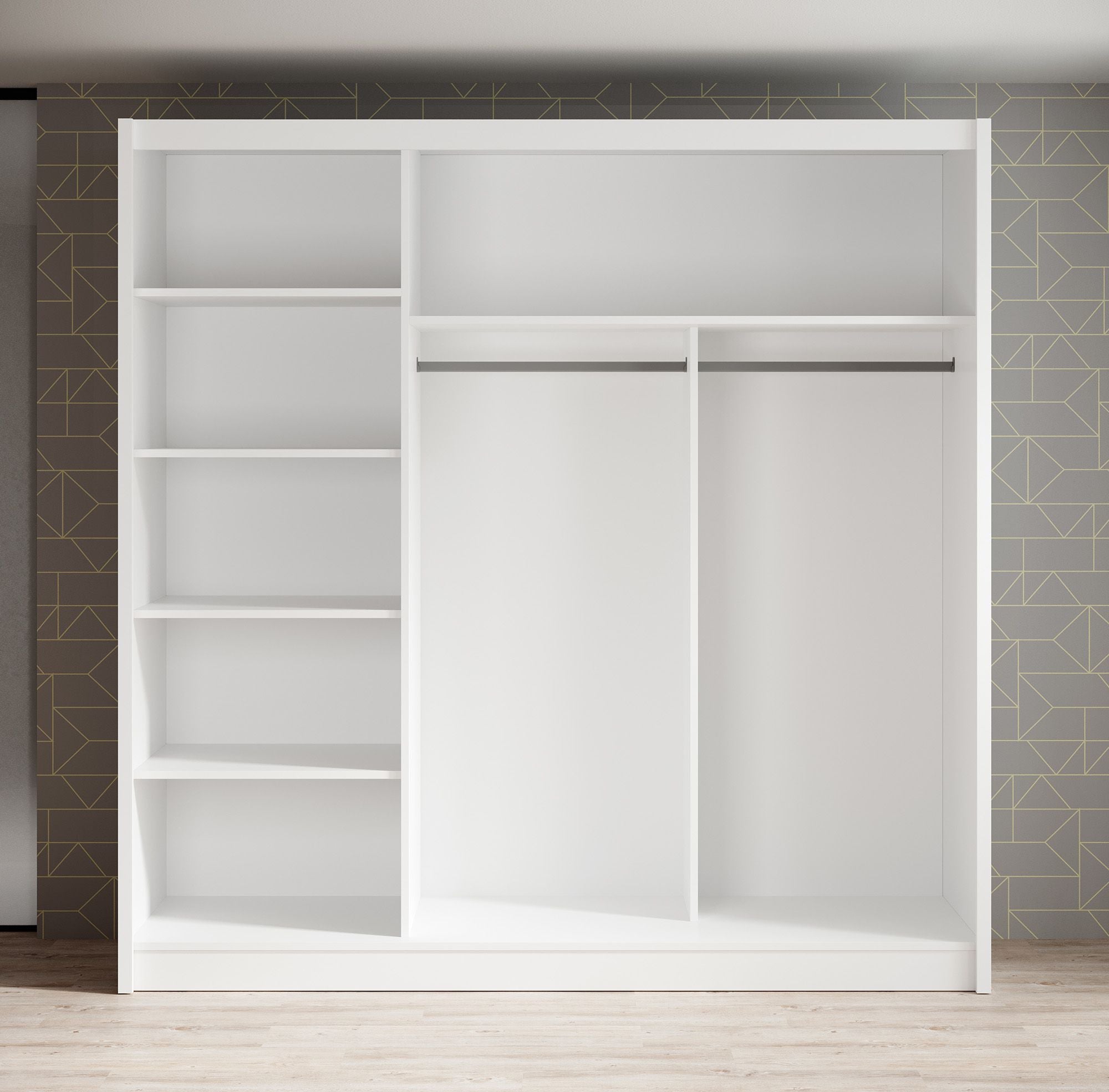 Alcamo 2 - Kledingkast met schuifdeuren - Wit - 205x63x205 cm