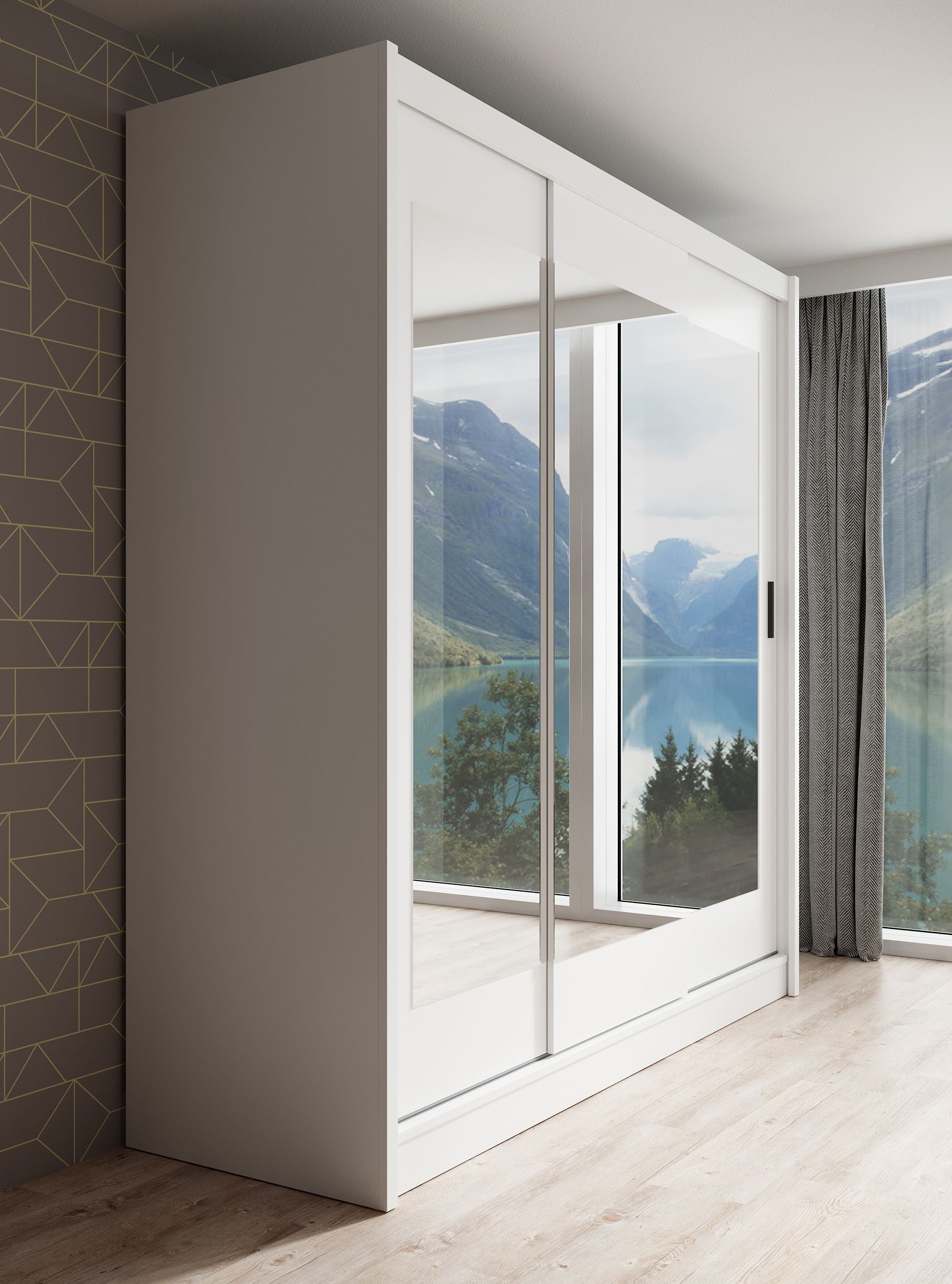 Alcamo 2 - Kledingkast met schuifdeuren - Wit - 205x63x205 cm