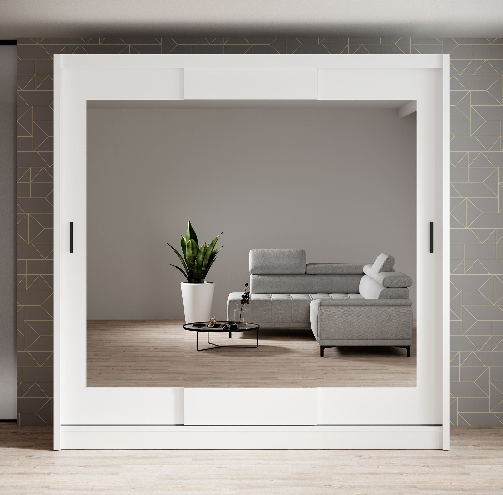 Alcamo 2 - Kledingkast met schuifdeuren - Wit - 205x63x205 cm