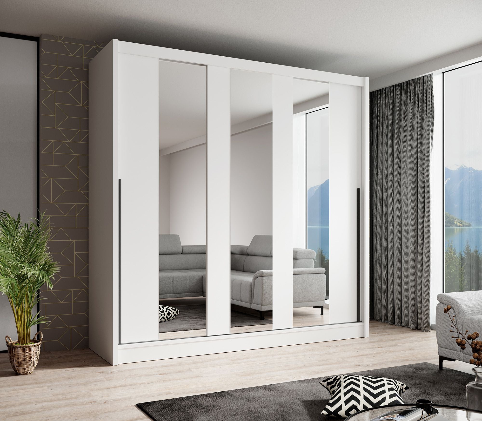 Alcamo 3 - Kledingkast met schuifdeuren - Wit - 205x63x205 cm