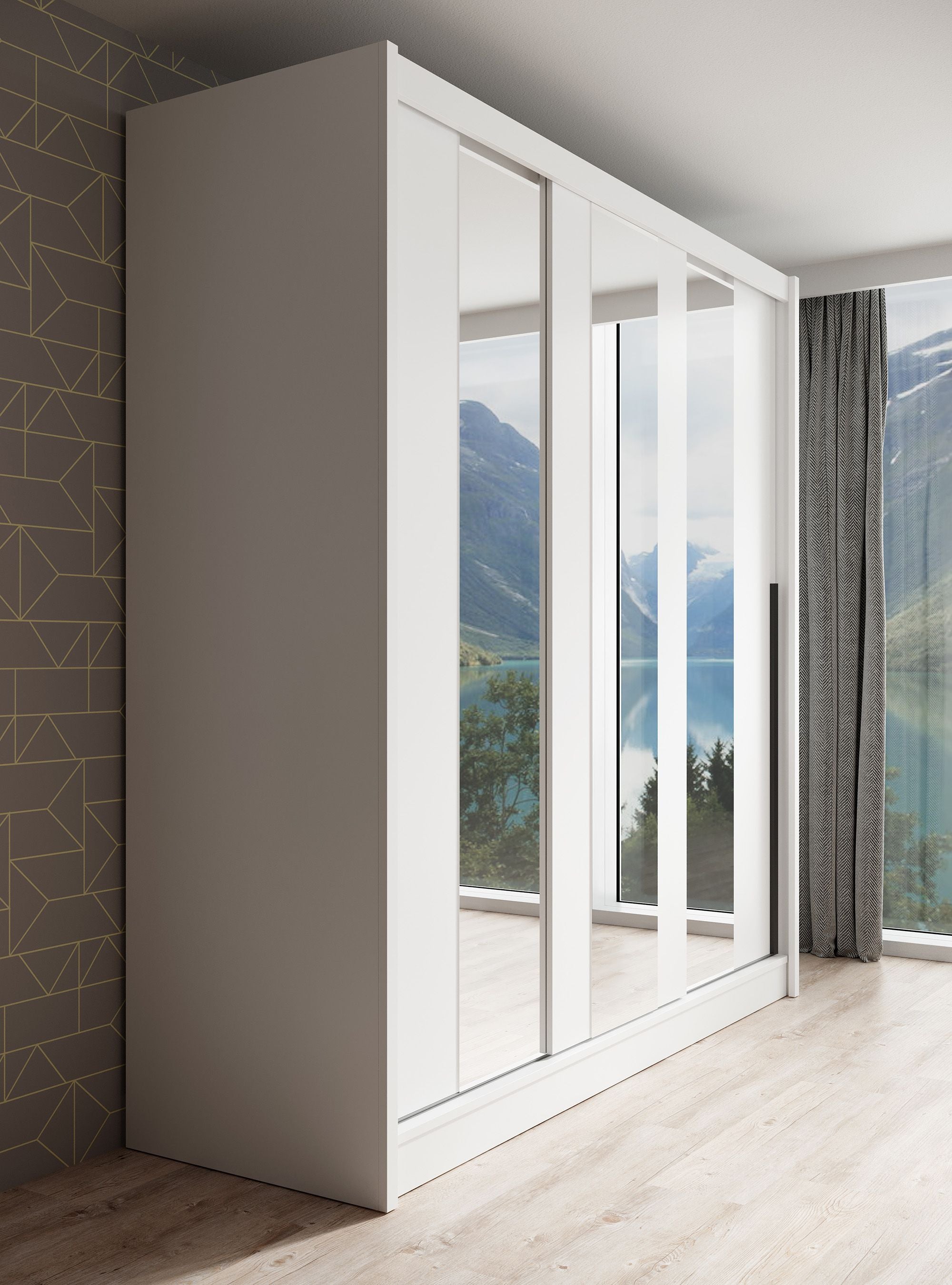 Alcamo 3 - Kledingkast met schuifdeuren - Wit - 205x63x205 cm