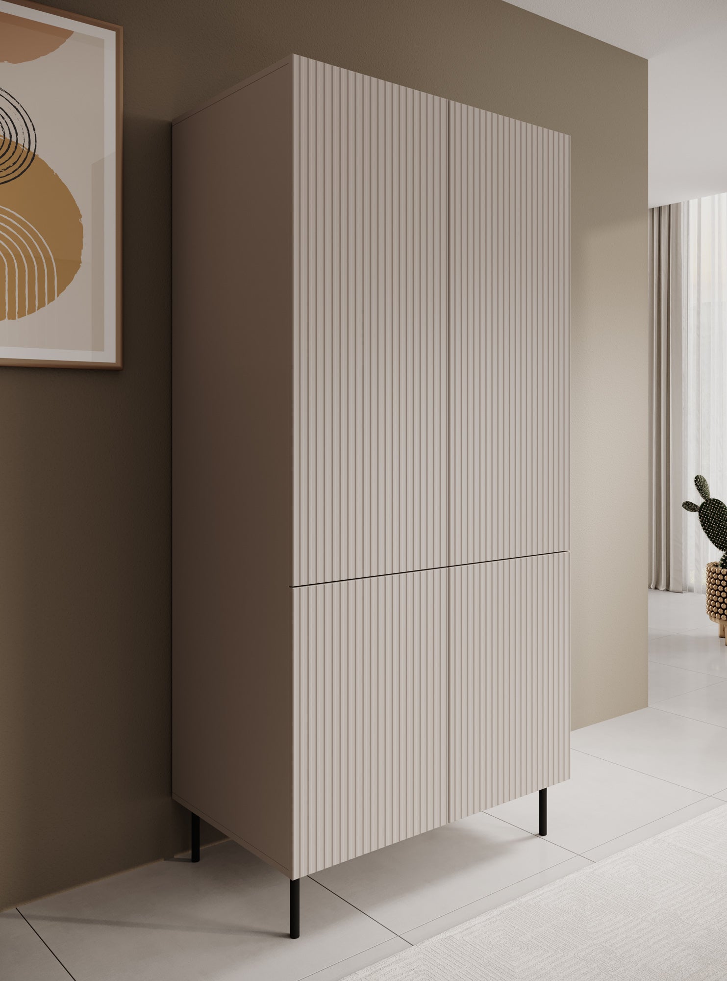 Alex - Kledingkast 4-deurs - Beige - 90x52x185 cm