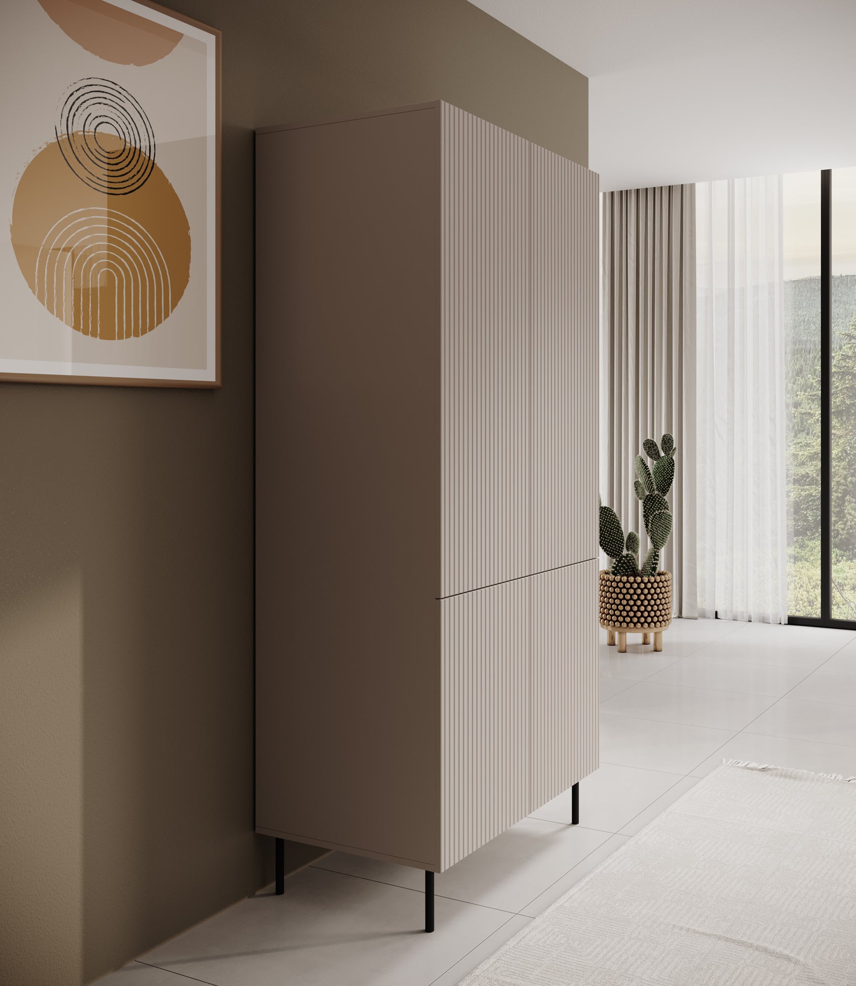 Alex - Kledingkast 4-deurs - Beige - 90x52x185 cm