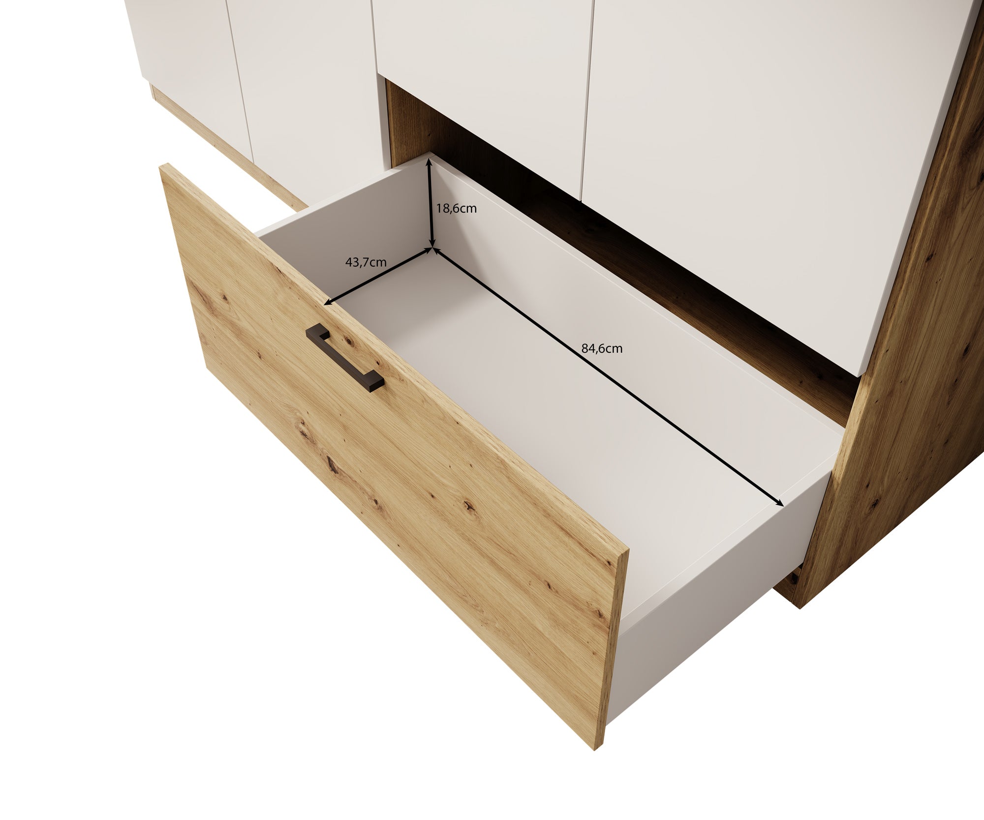 Audrey - Kledingkast 4-deurs - Wit - 180x54x210 cm