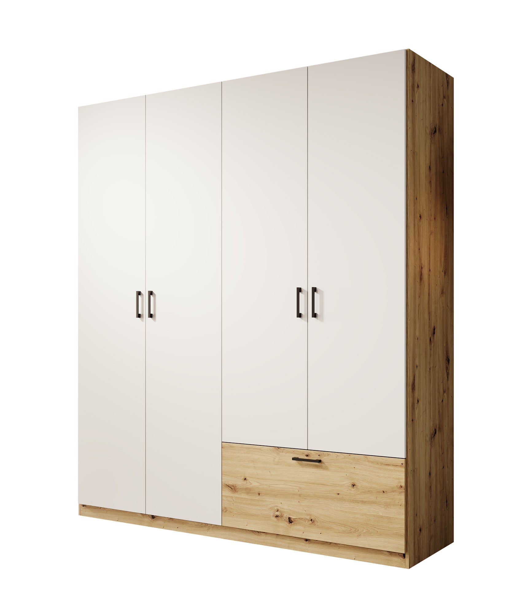 Audrey - Kledingkast 4-deurs - Wit - 180x54x210 cm