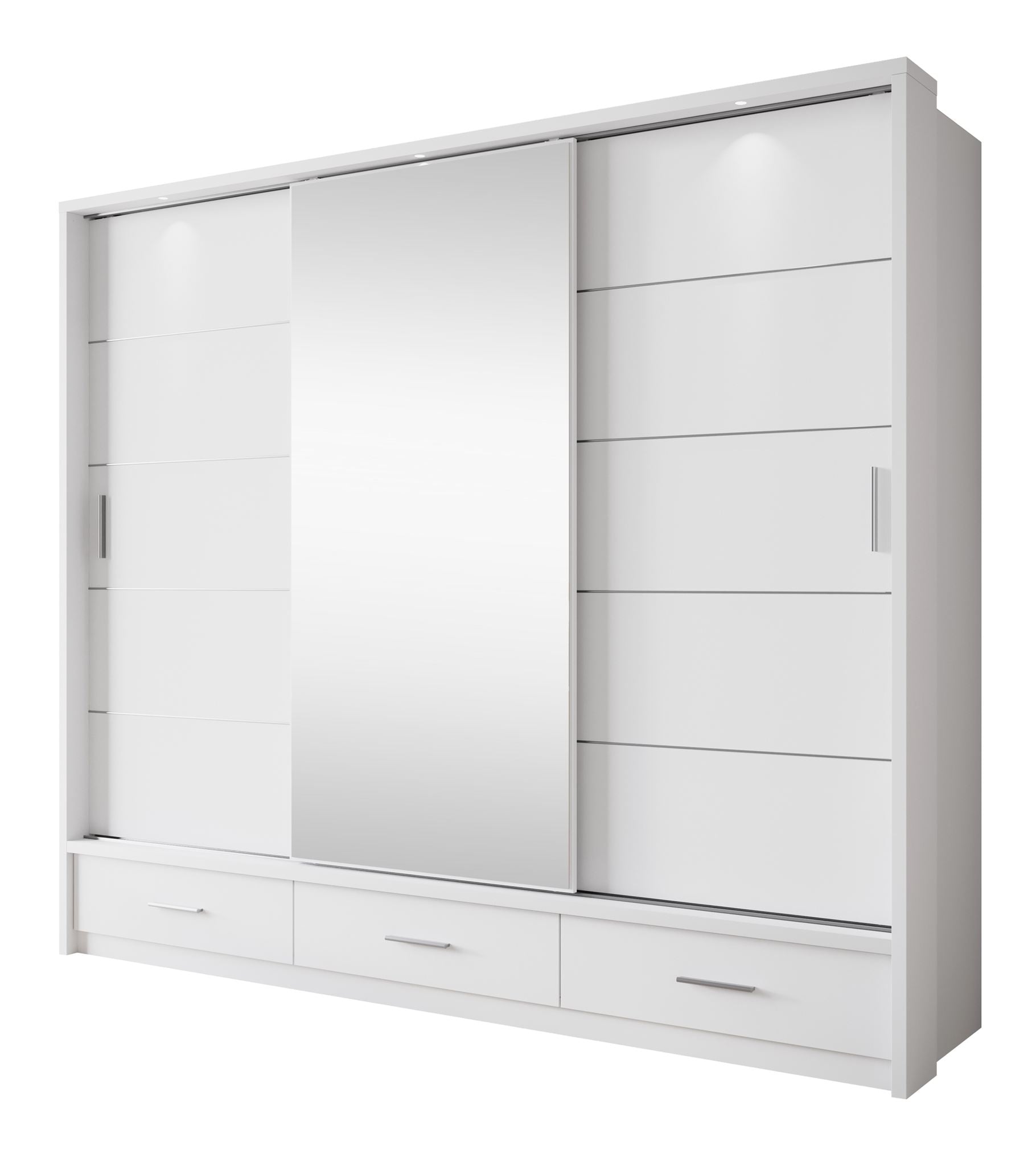Autumn - Kledingkast met 3 schuifdeuren - Wit - 250x63x215 cm