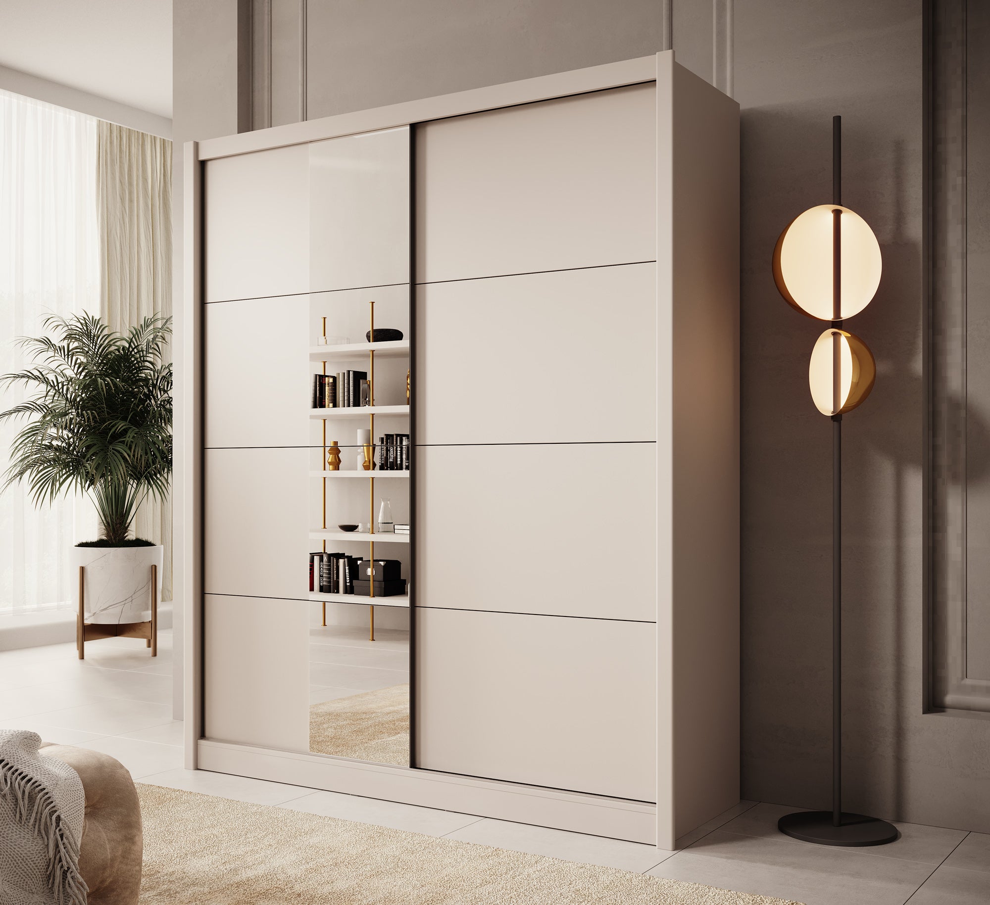 Azul - Kledingkast met schuifdeuren - Beige - 180x60x216 cm