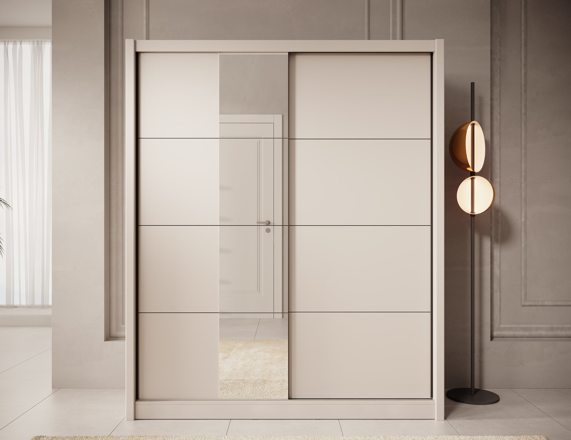 Azul - Kledingkast met schuifdeuren - Beige - 180x60x216 cm