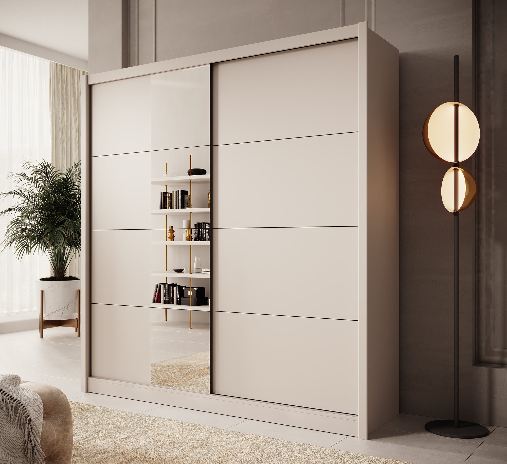 Azul - Kledingkast met schuifdeuren - Beige - 205x60x216 cm