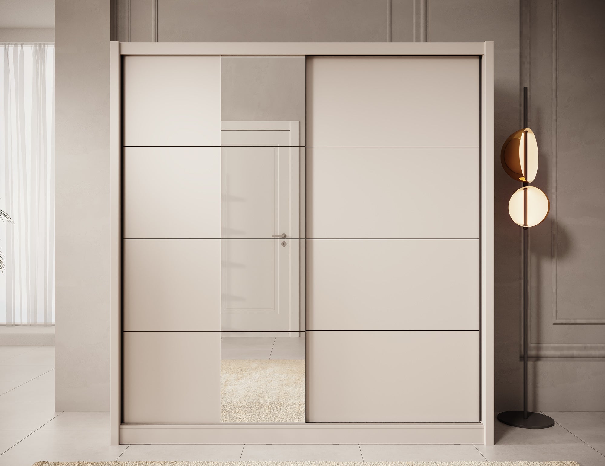 Azul - Kledingkast met schuifdeuren - Beige - 205x60x216 cm