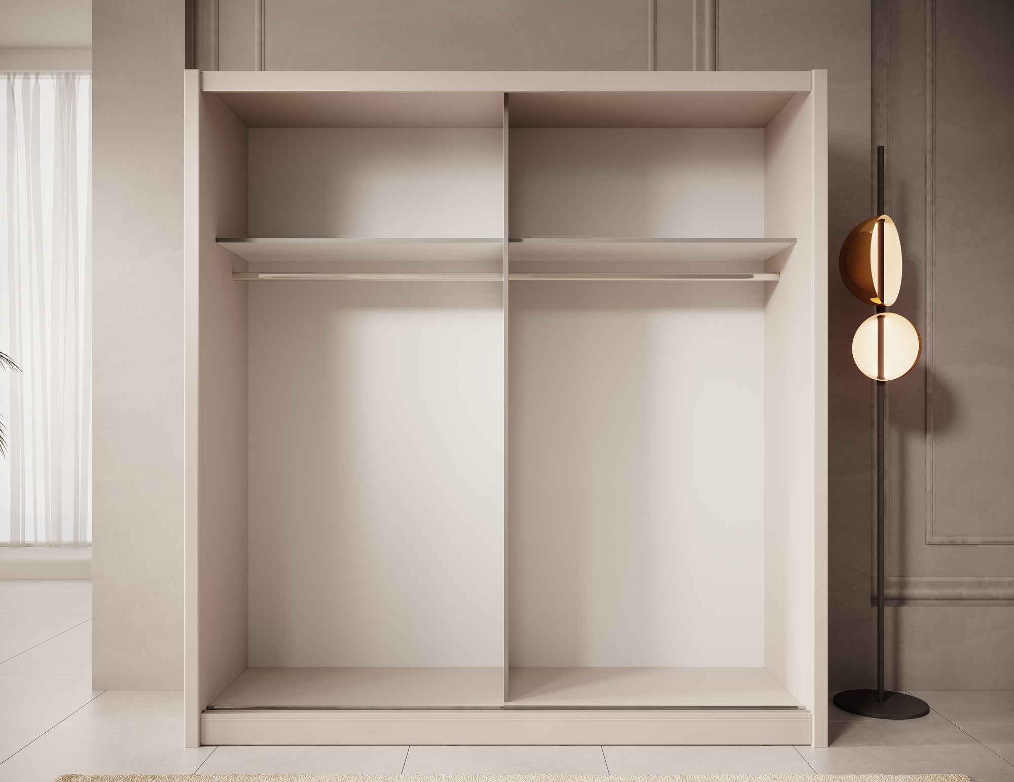 Azul - Kledingkast met schuifdeuren - Beige - 205x60x216 cm