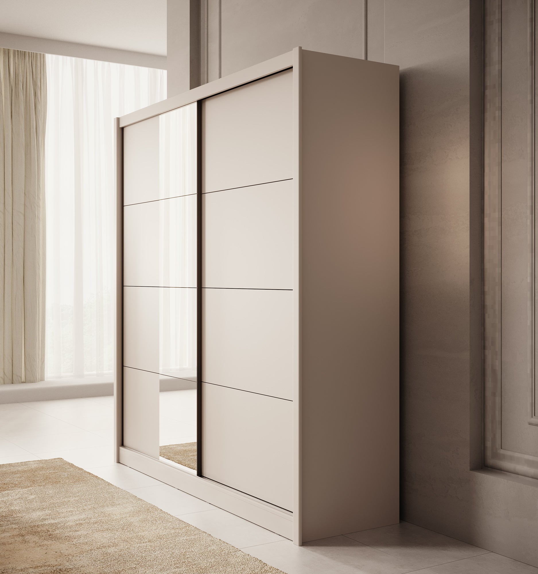 Azul - Kledingkast met schuifdeuren - Beige - 205x60x216 cm