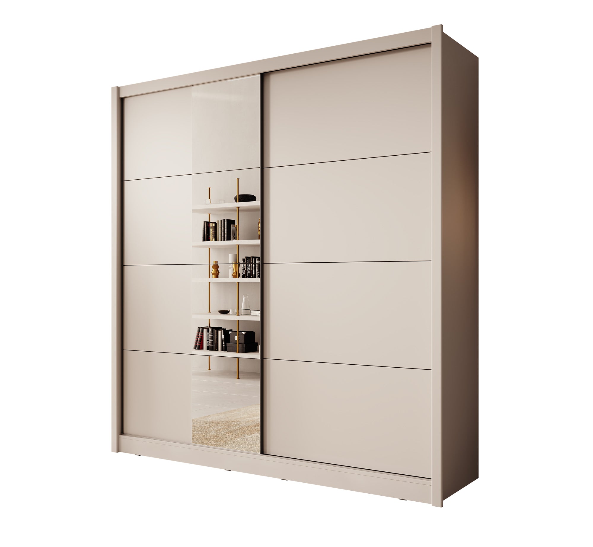 Azul - Kledingkast met schuifdeuren - Beige - 205x60x216 cm