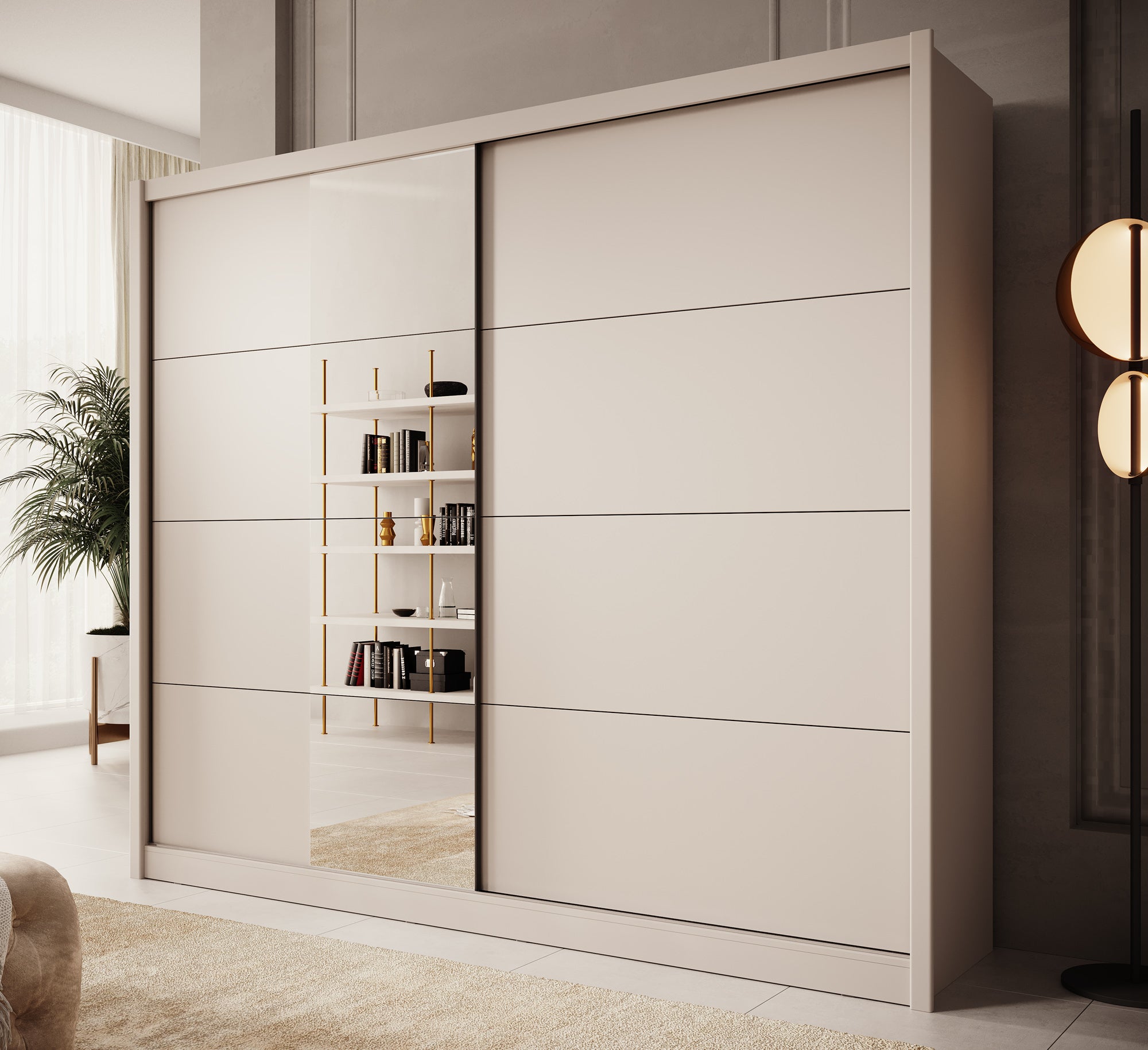 Azul - Kledingkast met schuifdeuren - Beige - 251x60x216 cm