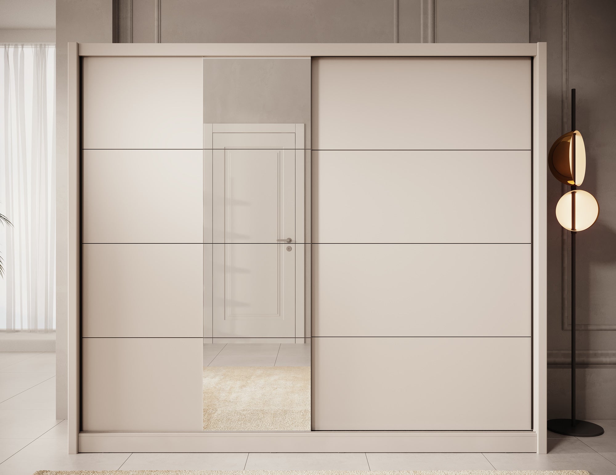 Azul - Kledingkast met schuifdeuren - Beige - 251x60x216 cm