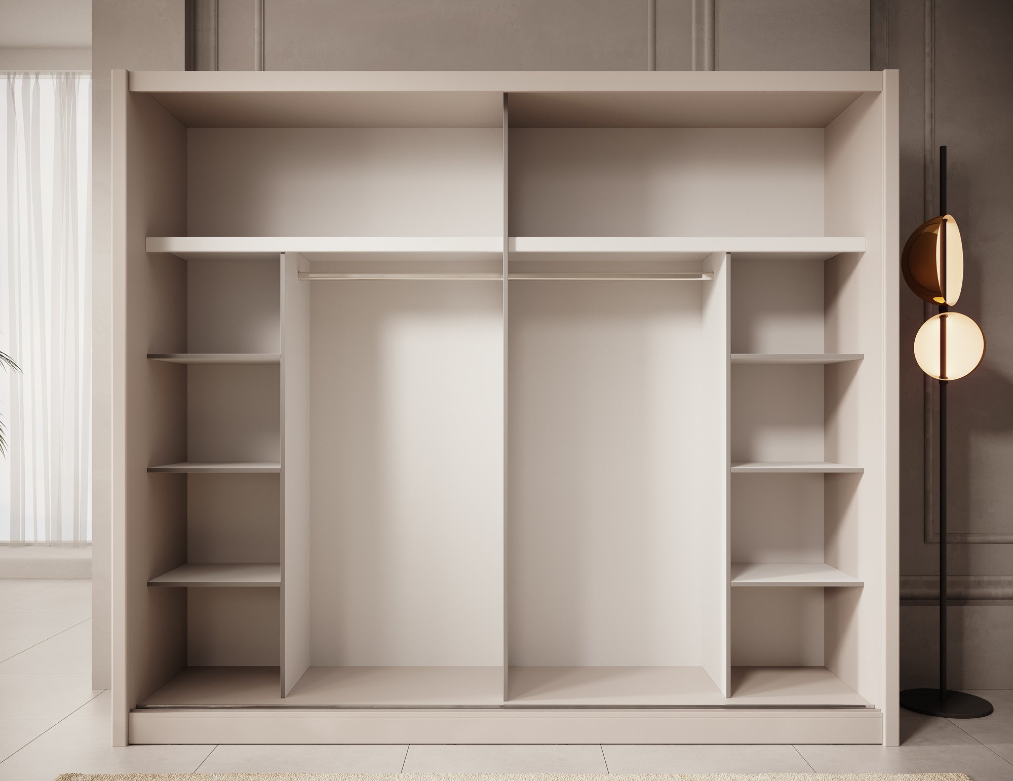 Azul - Kledingkast met schuifdeuren - Beige - 251x60x216 cm