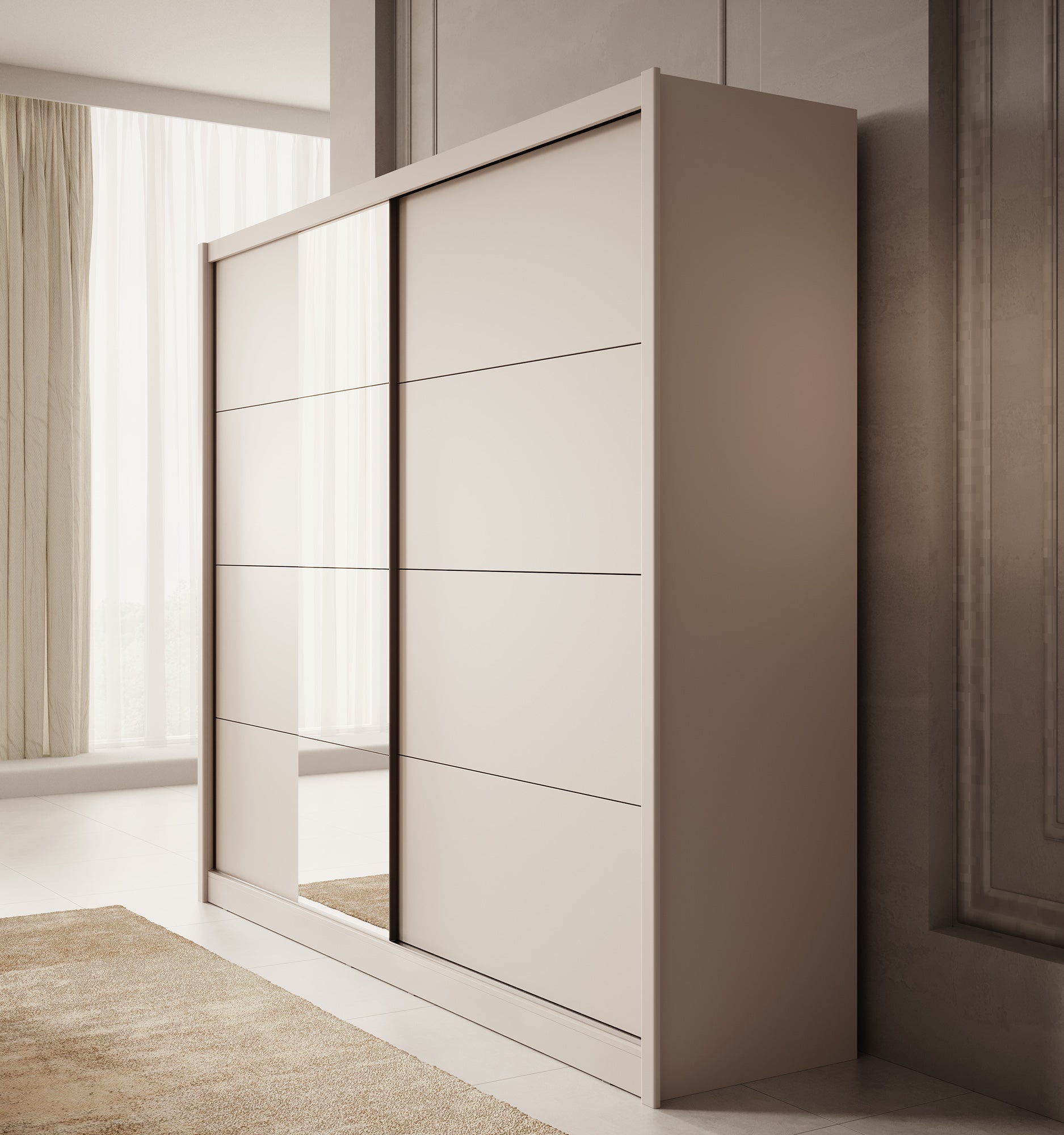 Azul - Kledingkast met schuifdeuren - Beige - 251x60x216 cm