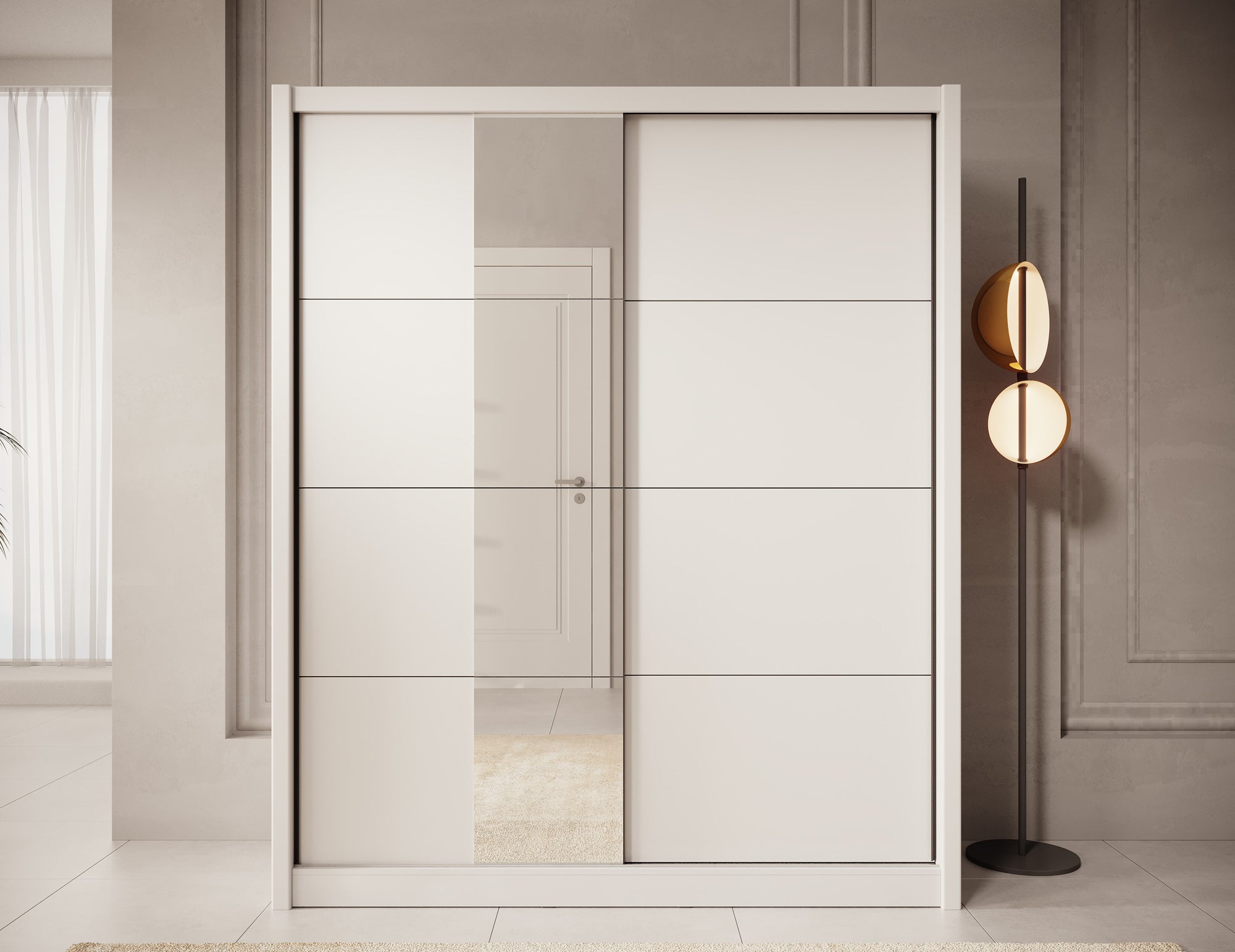 Azul - Kledingkast met schuifdeuren - Wit - 180x60x216 cm