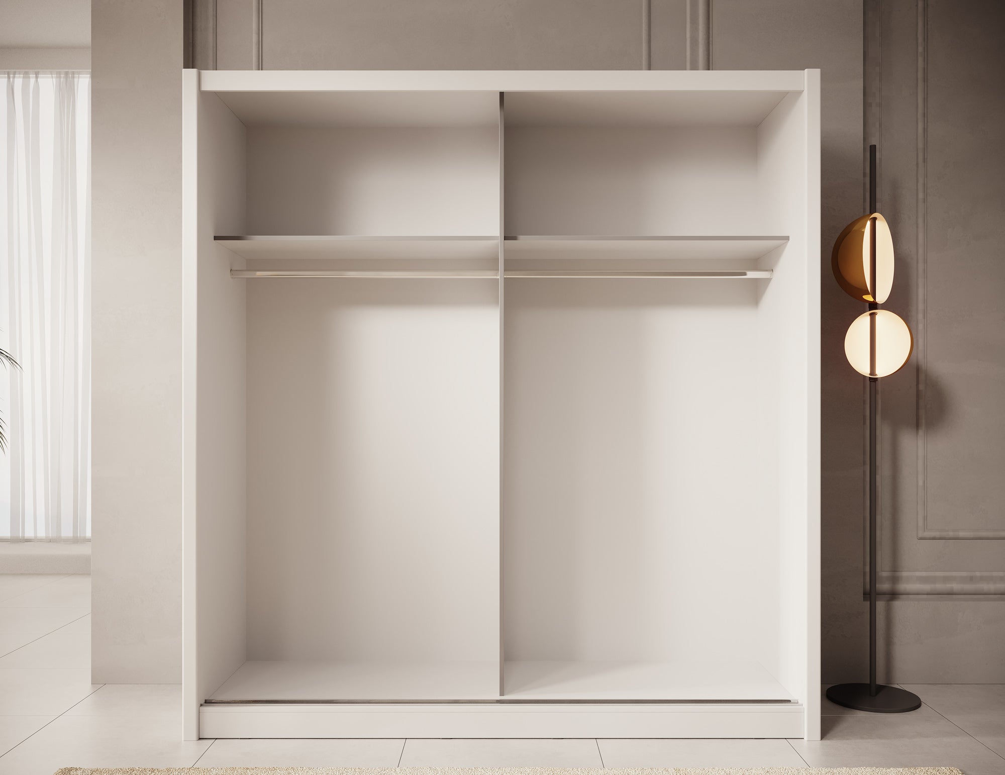 Azul - Kledingkast met schuifdeuren - Wit - 205x60x216 cm