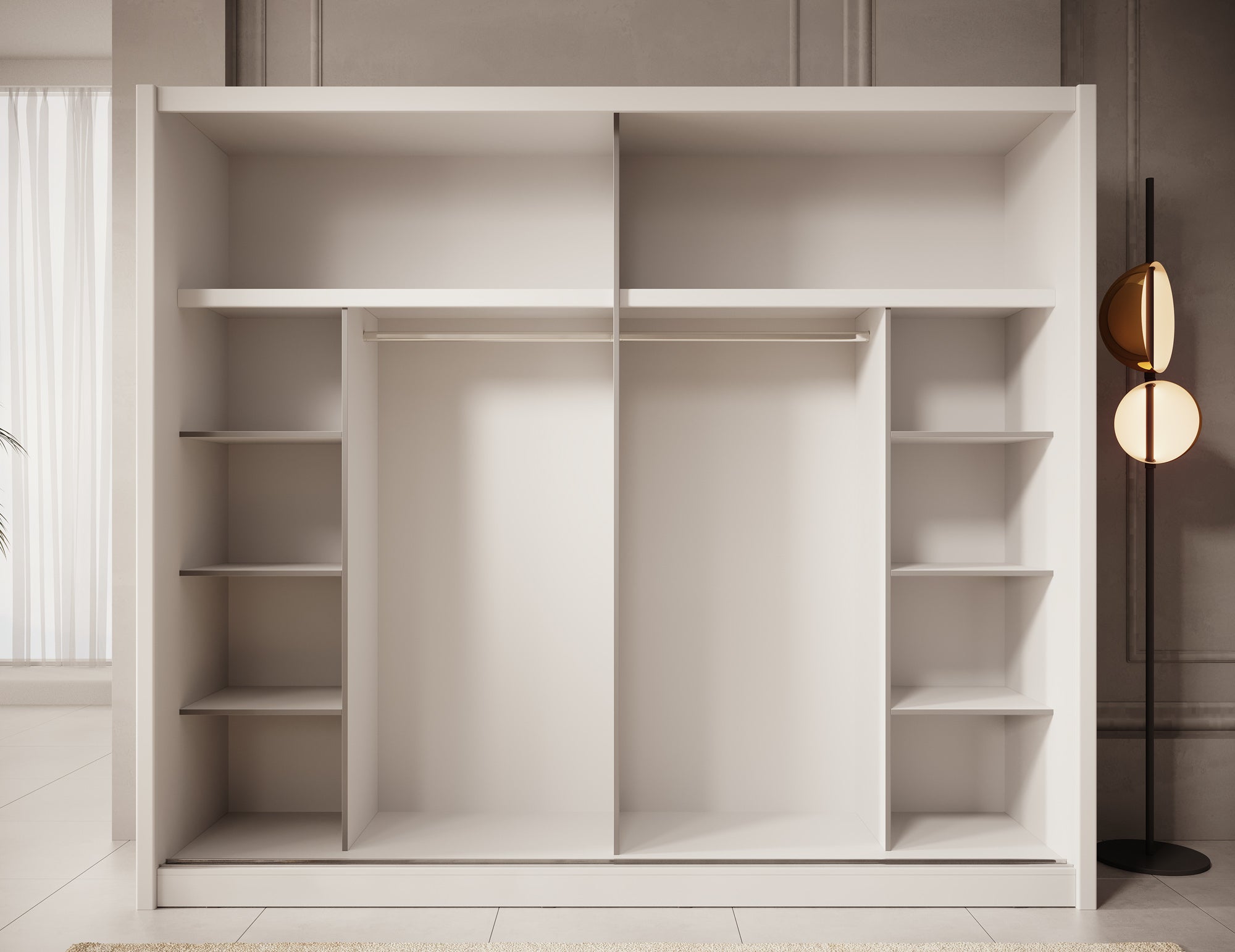 Azul - Kledingkast met schuifdeuren - Wit - 251x60x216 cm
