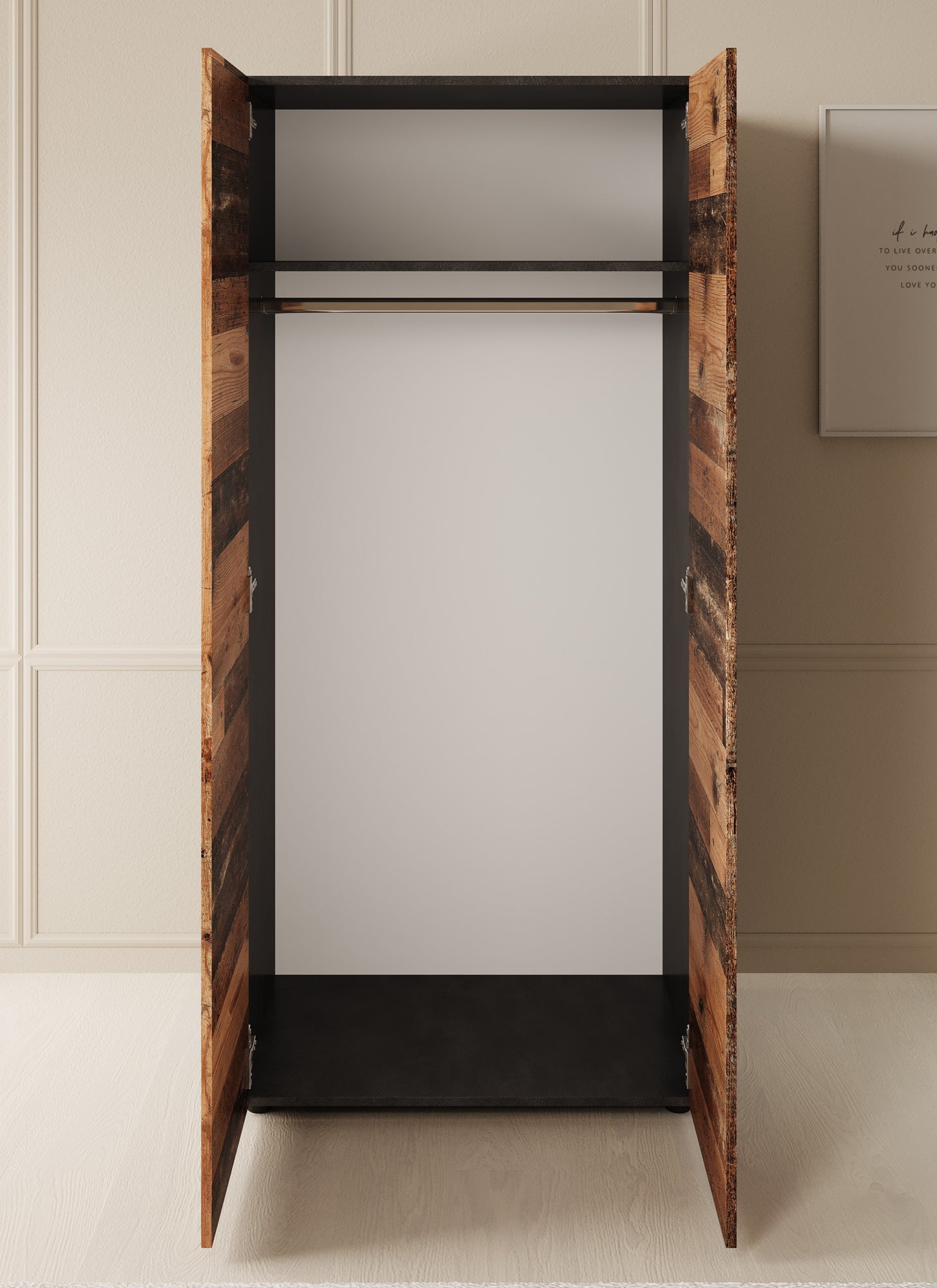 Bellini - Kledingkast 2-deurs - Donker old wood - 80x51x177 cm