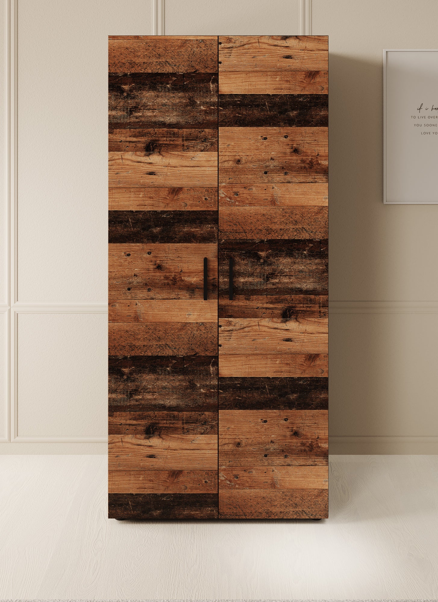 Bellini - Kledingkast 2-deurs - Donker old wood - 80x51x177 cm
