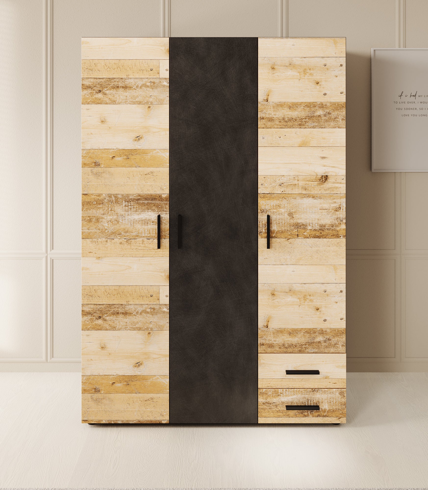 Bellini - Kledingkast 3-deurs - Licht old wood - 120x51x177 cm