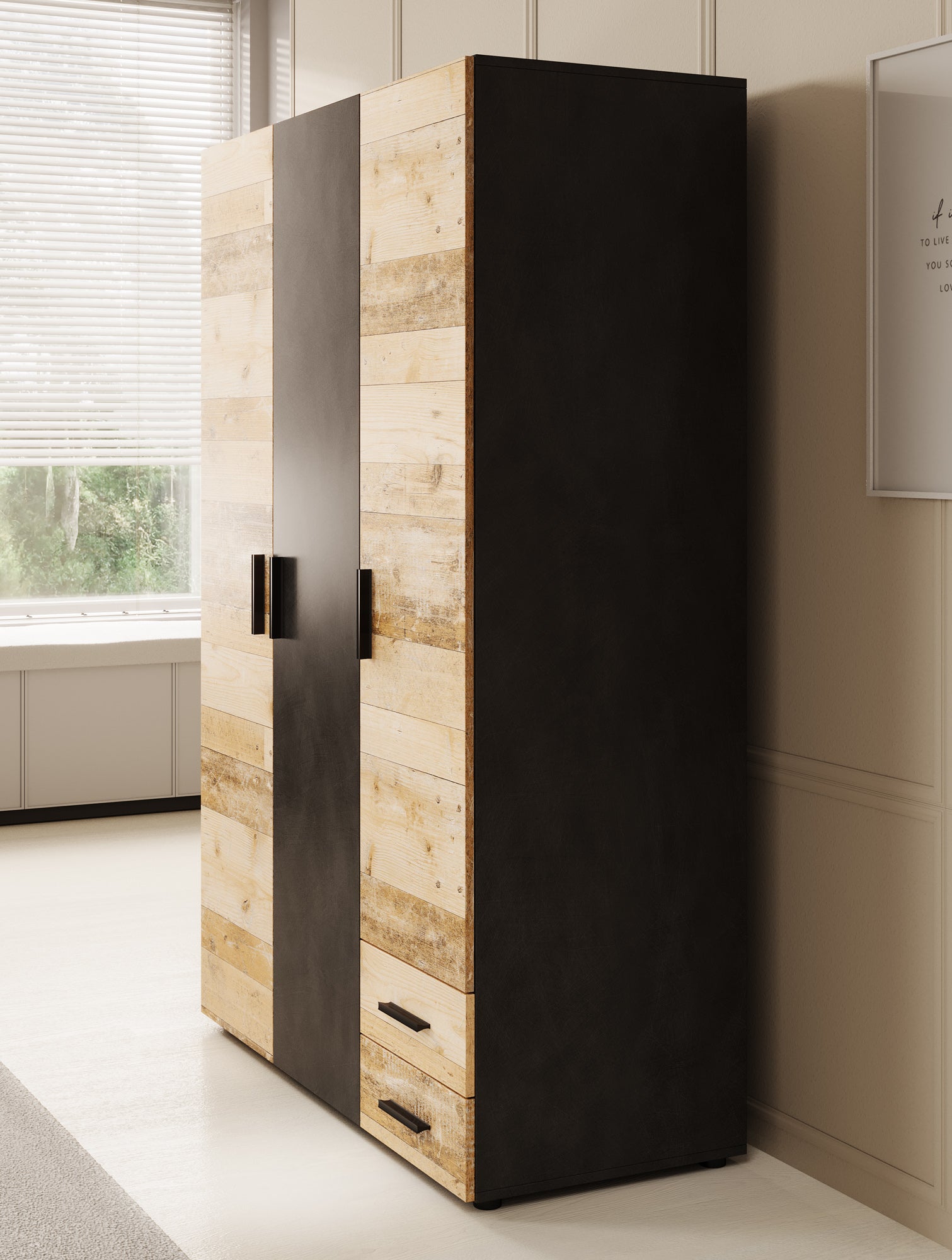 Bellini - Kledingkast 3-deurs - Licht old wood - 120x51x177 cm