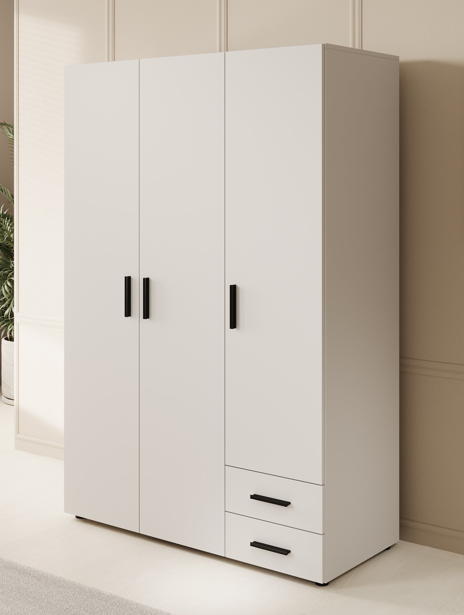 Bellini - Kledingkast 3-deurs - Wit - 120x51x177 cm