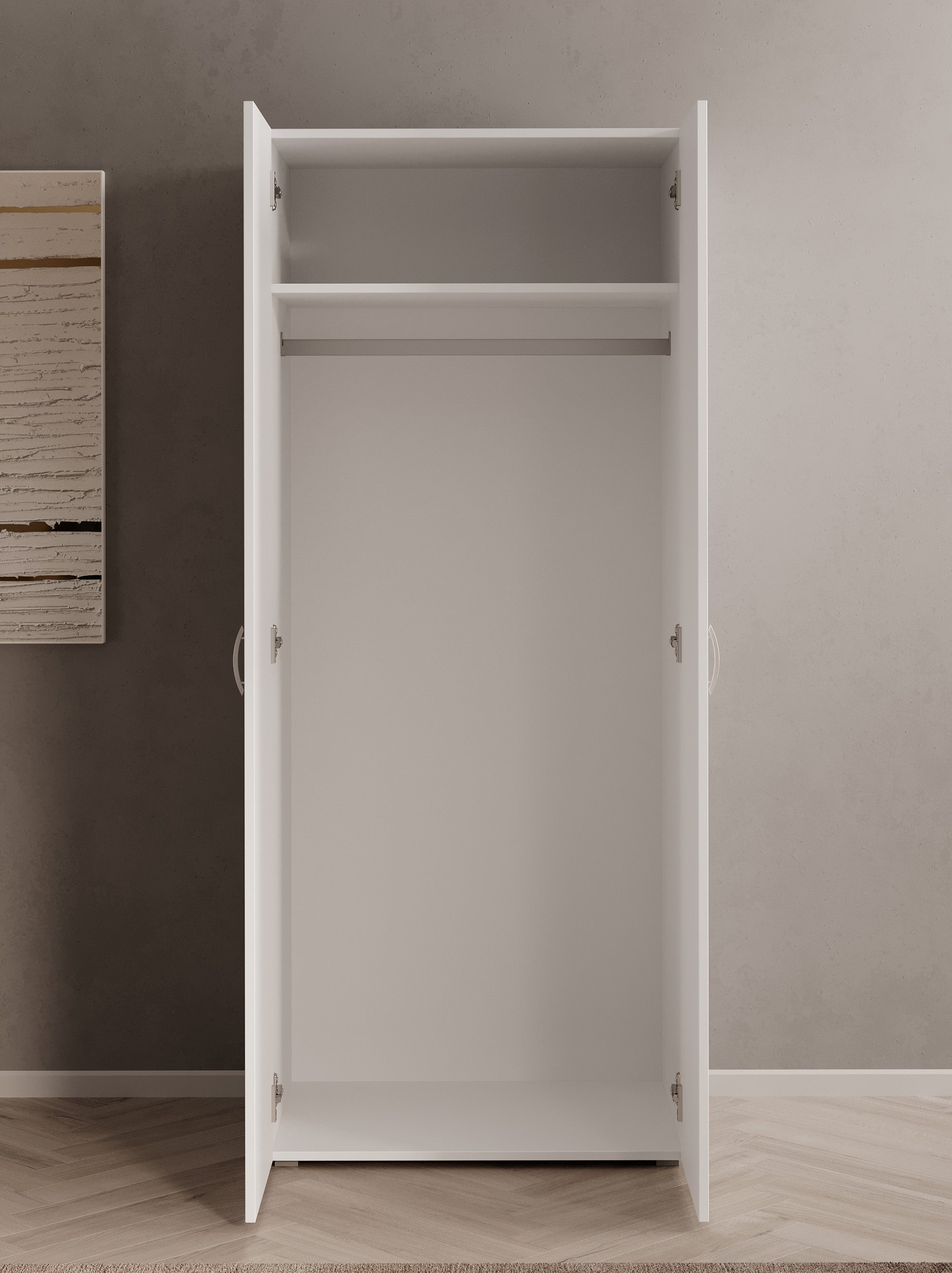 Bernd - Kledingkast 2-deurs - Wit - 74x52x179 cm