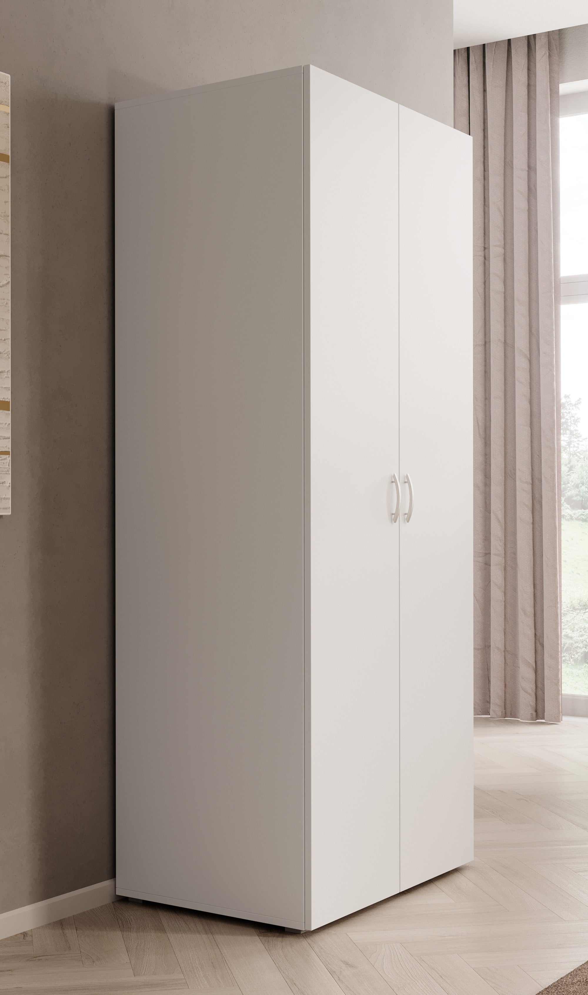 Bernd - Kledingkast 2-deurs - Wit - 74x52x179 cm