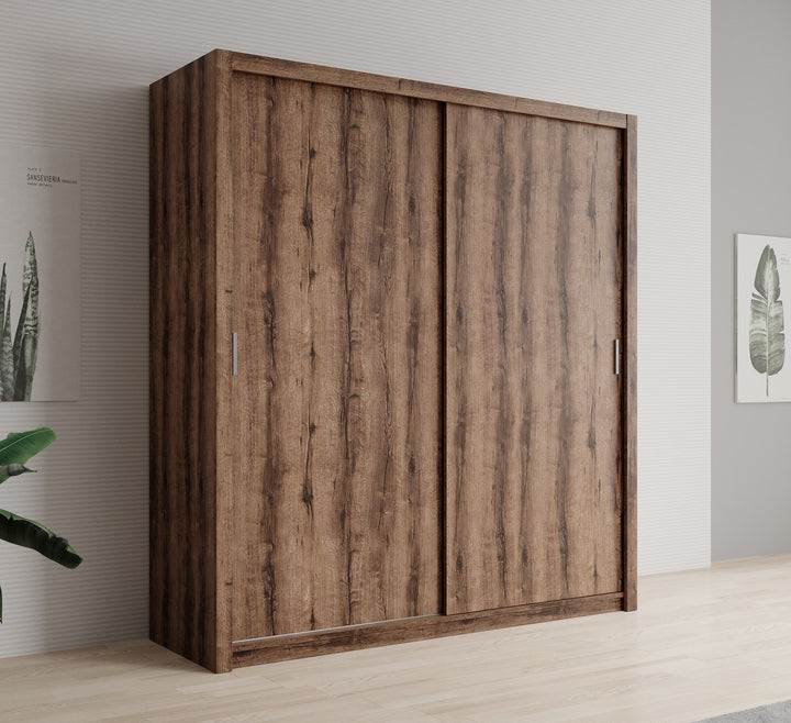 Blake - Kledingkast met schuifdeuren - Donker eiken - 200x62x215 cm