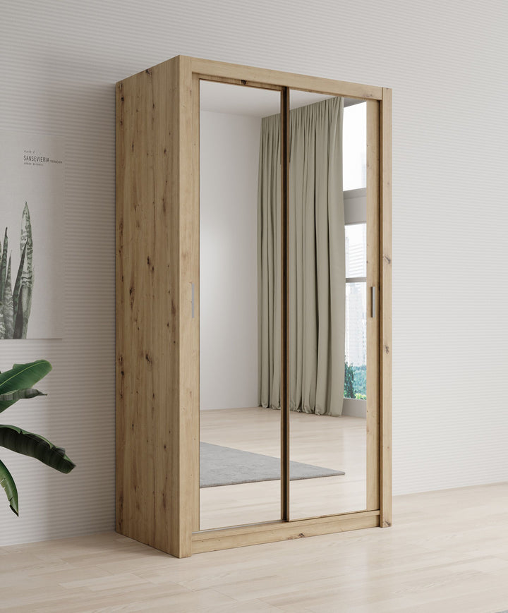 Blake - Kledingkast met schuifdeuren - Eiken - 120x62x215 cm