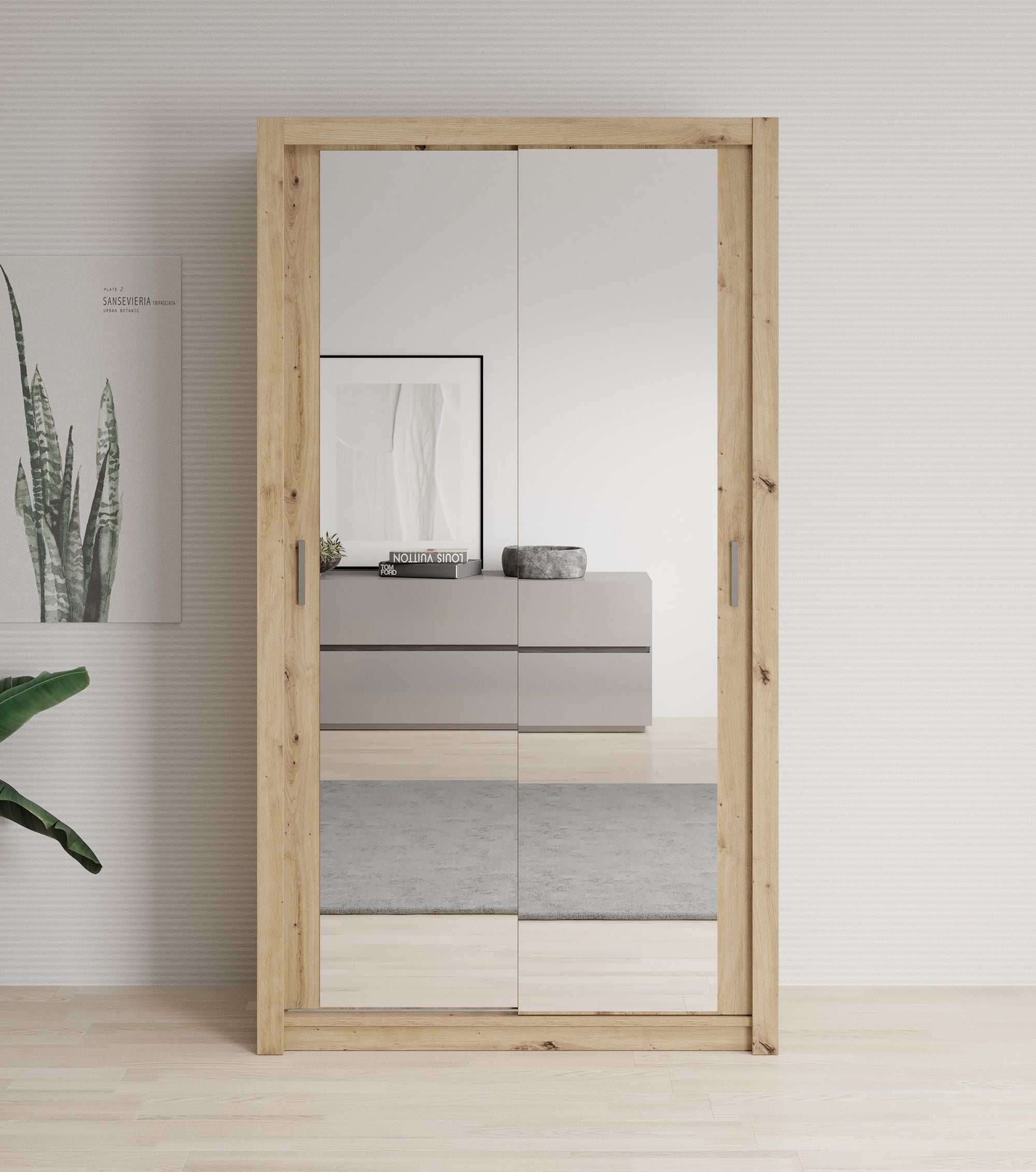 Blake - Kledingkast met schuifdeuren - Eiken - 120x62x215 cm