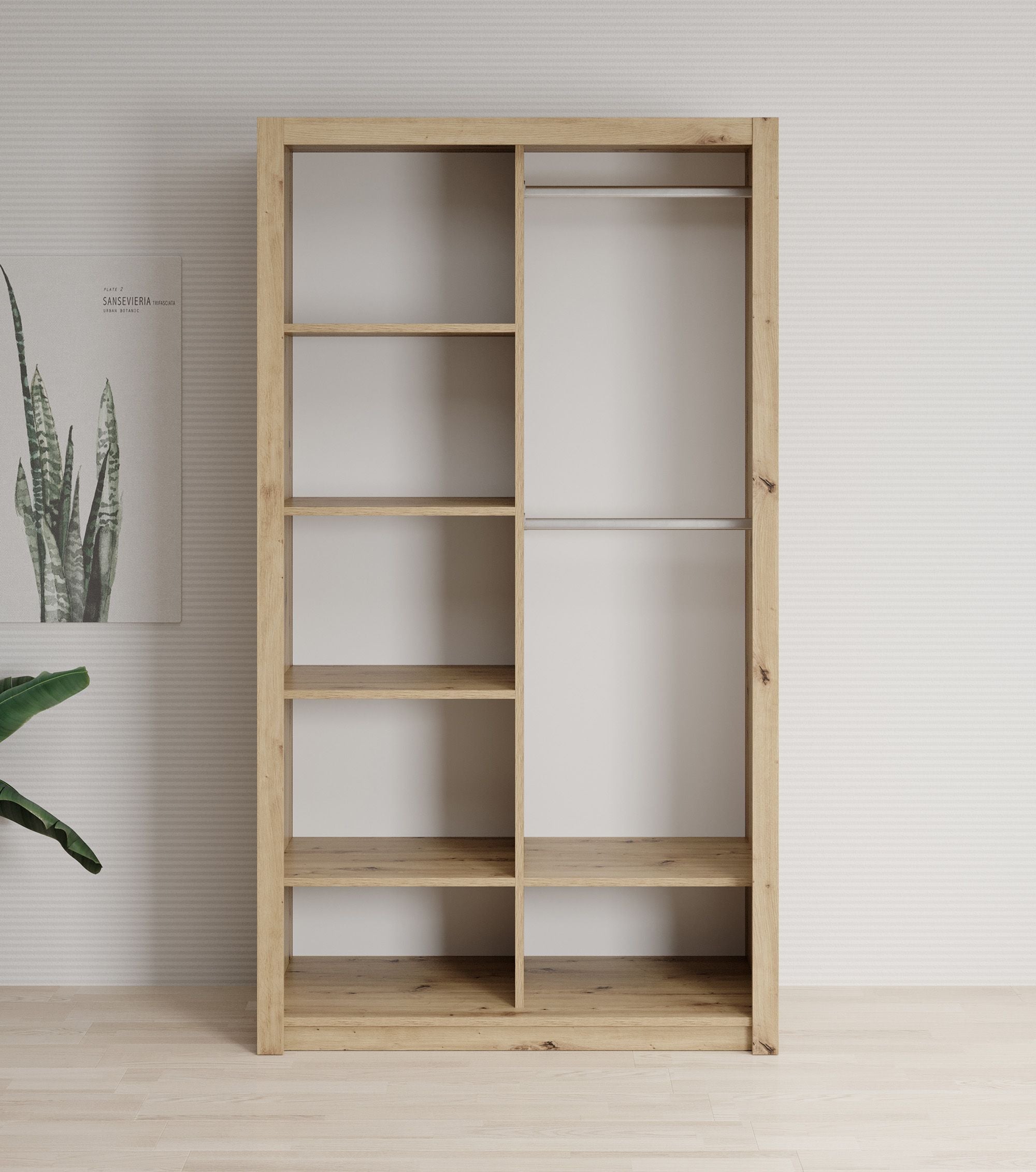 Blake - Kledingkast met schuifdeuren - Eiken - 120x62x215 cm
