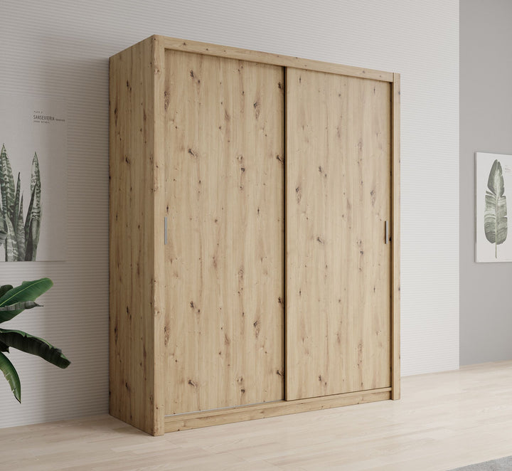 Blake - Kledingkast met schuifdeuren - Eiken - 180x62x215 cm