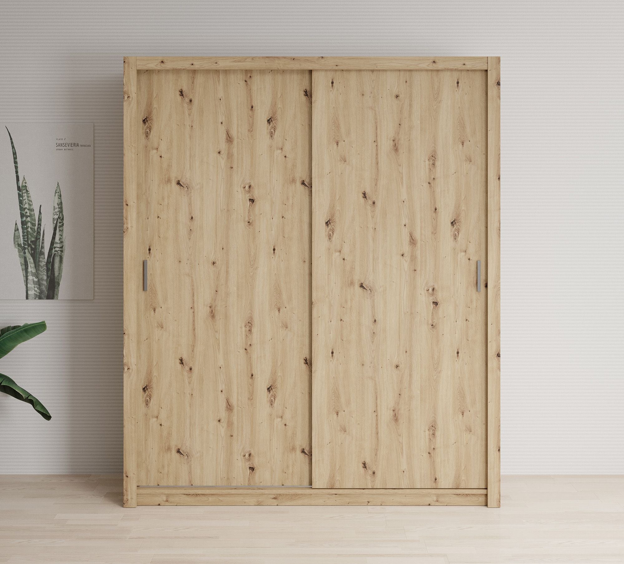 Blake - Kledingkast met schuifdeuren - Eiken - 180x62x215 cm