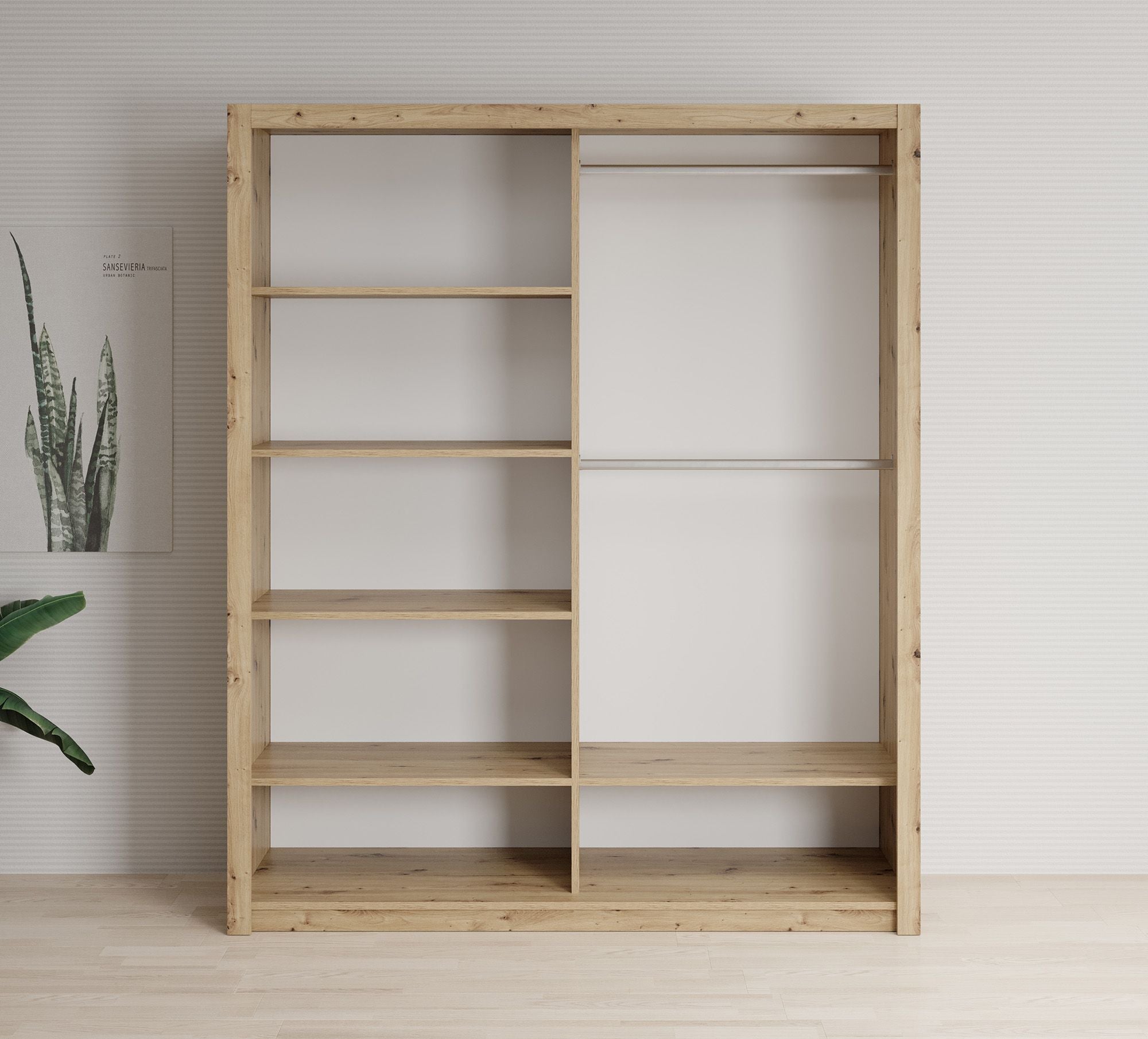 Blake - Kledingkast met schuifdeuren - Eiken - 180x62x215 cm
