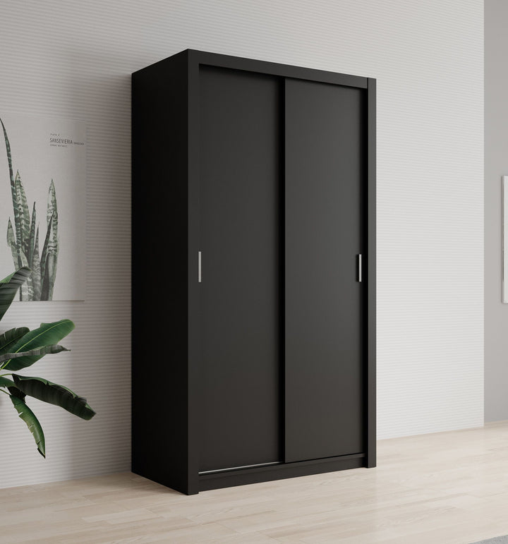Blake - Kledingkast met schuifdeuren - Zwart - 120x62x215 cm