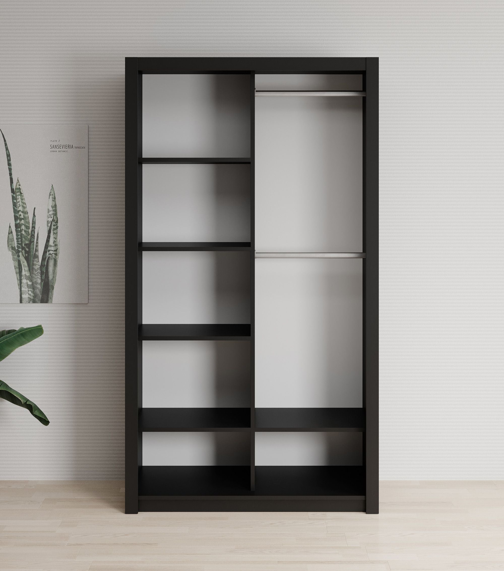 Blake - Kledingkast met schuifdeuren - Zwart - 120x62x215 cm