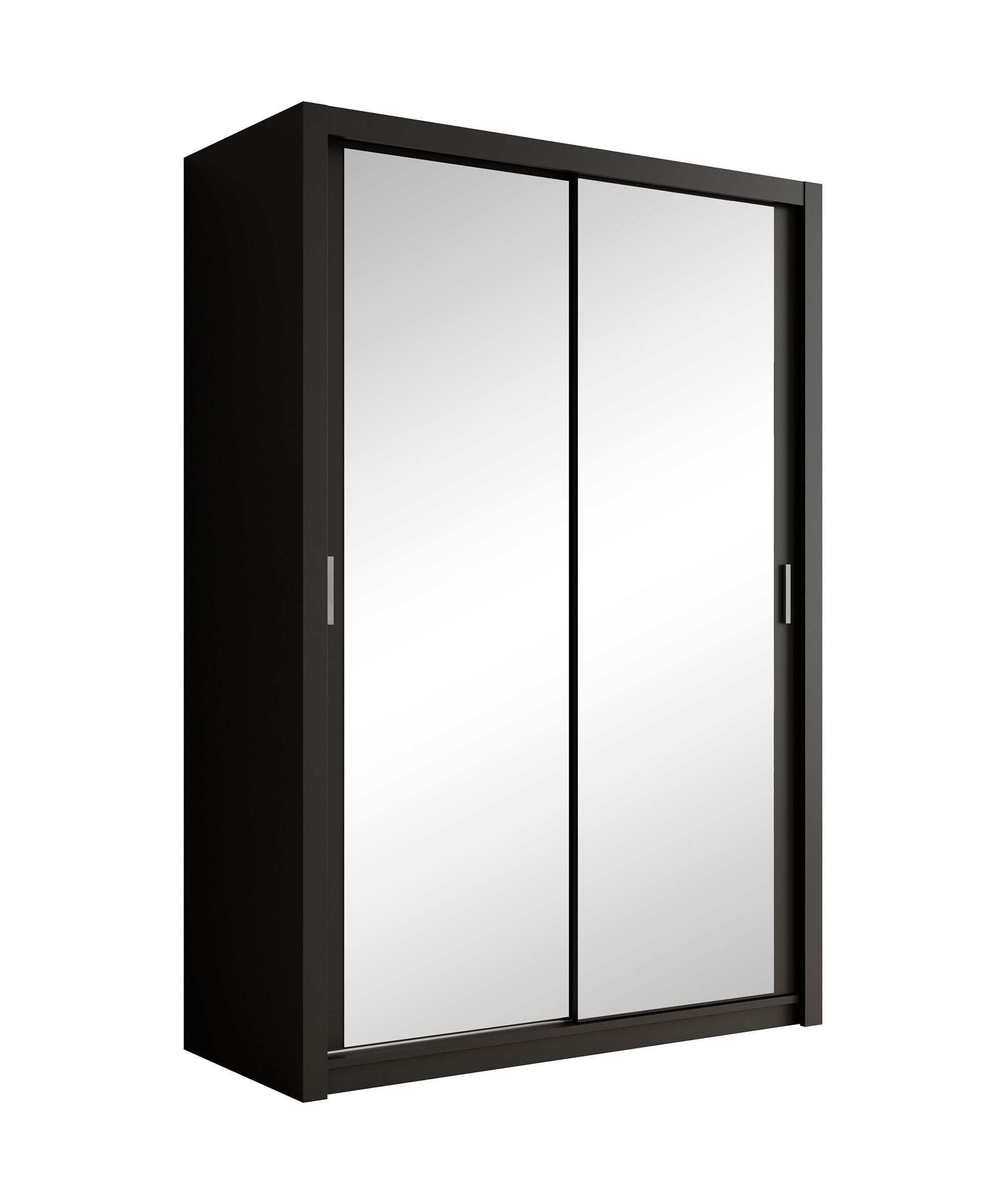 Blake - Kledingkast met spiegel - Zwart - 150x62x215 cm