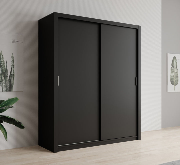 Blake - Kledingkast met schuifdeuren - Zwart - 180x62x215 cm