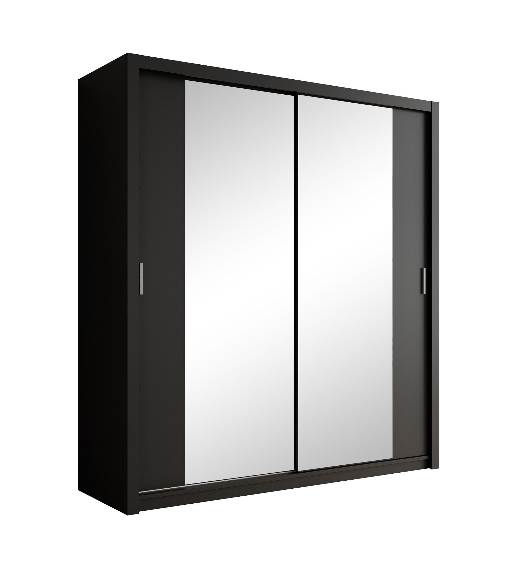 Blake - Kledingkast met spiegel - Zwart - 200x62x215 cm