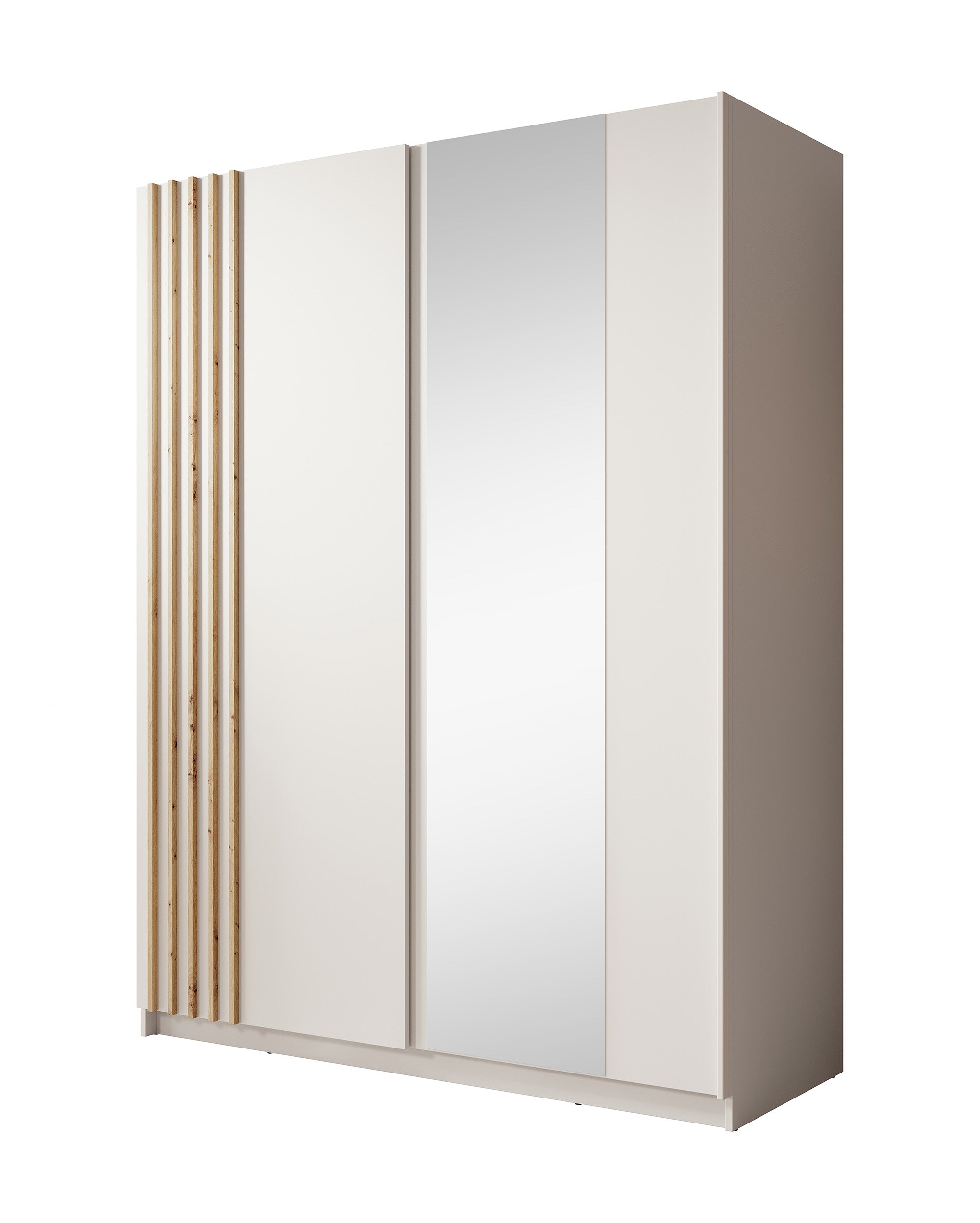 Boets - Kledingkast met schuifdeuren - Wit/eiken - 150x64x199 cm