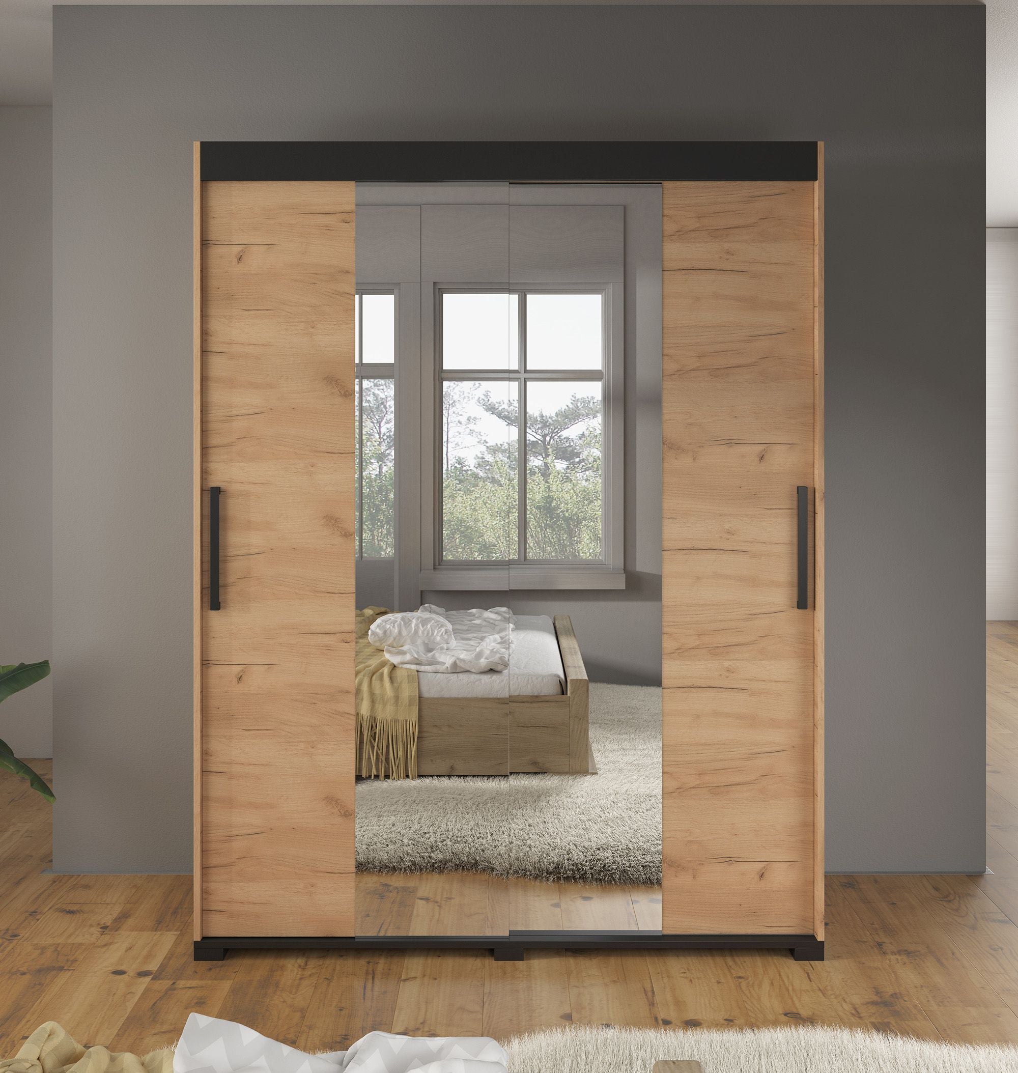 Brazil - Kledingkast met schuifdeuren - Eiken - 150x62x200 cm